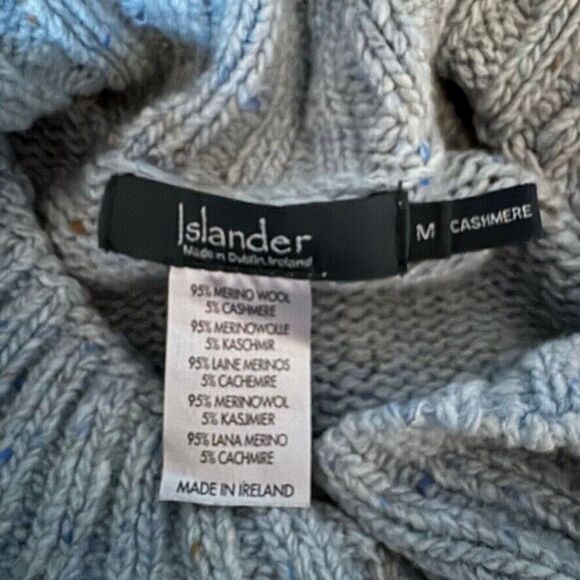 Islander Womens Light Blue Donegal Merino Wool Cashmere Cowl Neck Irish Sweater - Picture 2 of 6